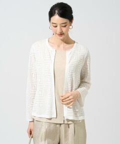 CHRISTIAN AUJARD Lサイズ / クリスチャン・オジャール　エルサイズ セットアップ | 【大きいサイズ】スクエアージャカード羽織り