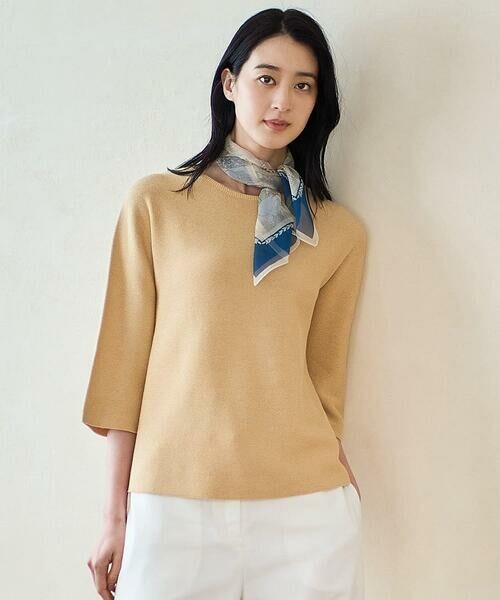 CHRISTIAN AUJARD Lサイズ / クリスチャン・オジャール　エルサイズ ニット・セーター | 【大きいサイズ】リネンライクホールガーメントニット（マスタード）