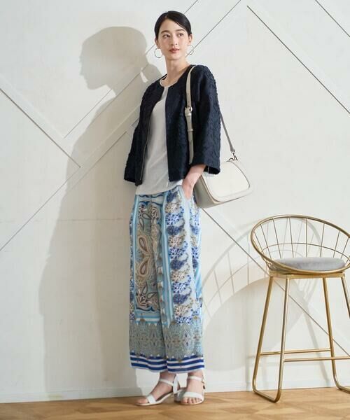 CHRISTIAN AUJARD Lサイズ / クリスチャン・オジャール　エルサイズ ノーカラージャケット | 【大きいサイズ】フラワーカットジャカードジャケット | 詳細5