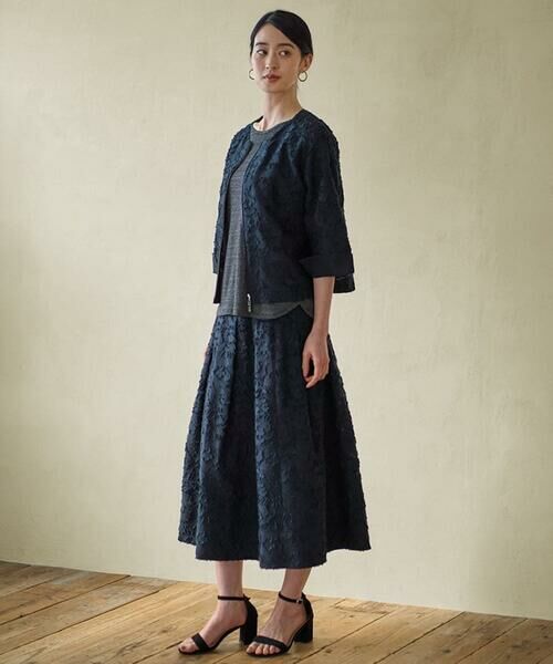 CHRISTIAN AUJARD Lサイズ / クリスチャン・オジャール　エルサイズ ノーカラージャケット | 【大きいサイズ】フラワーカットジャカードジャケット | 詳細6