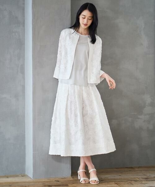 CHRISTIAN AUJARD Lサイズ / クリスチャン・オジャール　エルサイズ ノーカラージャケット | 【大きいサイズ】フラワーカットジャカードジャケット | 詳細11