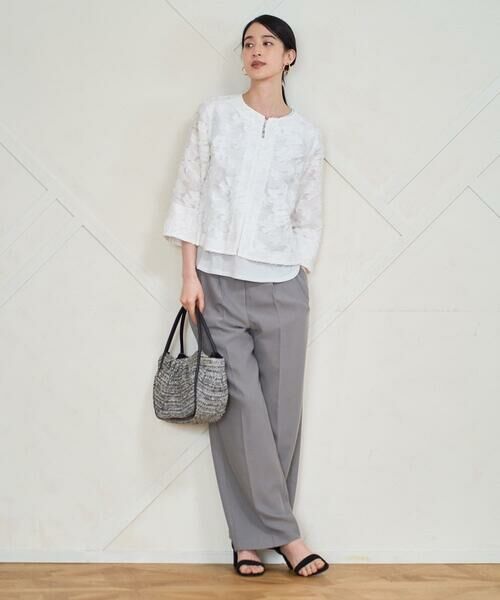 CHRISTIAN AUJARD Lサイズ / クリスチャン・オジャール　エルサイズ ノーカラージャケット | 【大きいサイズ】フラワーカットジャカードジャケット | 詳細13