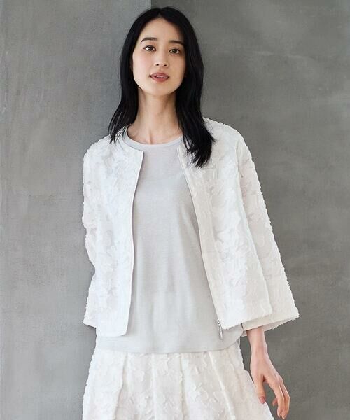 CHRISTIAN AUJARD Lサイズ / クリスチャン・オジャール　エルサイズ ノーカラージャケット | 【大きいサイズ】フラワーカットジャカードジャケット | 詳細8