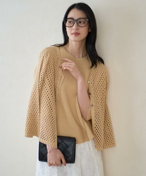 CHRISTIAN AUJARD Lサイズ / クリスチャン・オジャール　エルサイズ カーディガン・ボレロ | 【大きいサイズ】リネンライクニットカーディガン | 詳細1