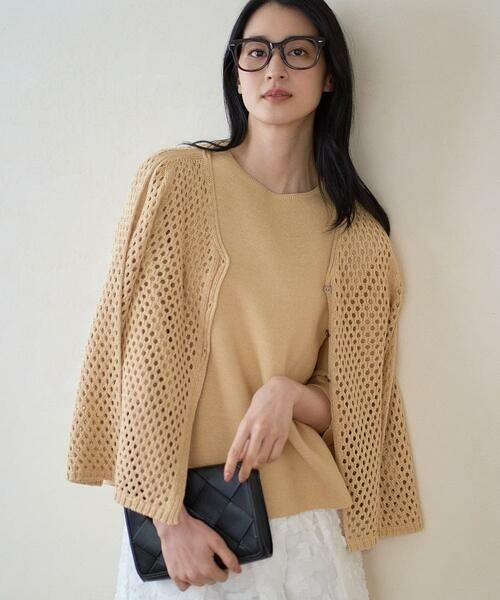 CHRISTIAN AUJARD Lサイズ / クリスチャン・オジャール　エルサイズ カーディガン・ボレロ | 【大きいサイズ】リネンライクニットカーディガン（マスタード）