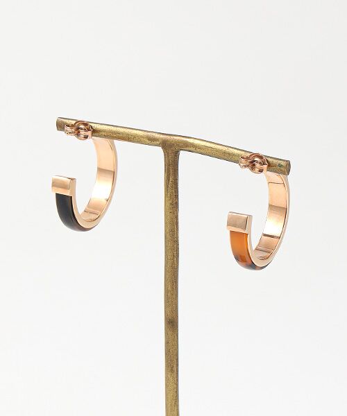 CHRISTIAN BERNARD PARIS / クリスチャン ベルナール パリ ピアス・イヤリング | ステンレス べっこう風フープピアス | 詳細1