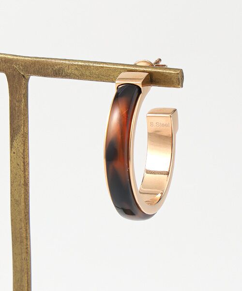 CHRISTIAN BERNARD PARIS / クリスチャン ベルナール パリ ピアス・イヤリング | ステンレス べっこう風フープピアス | 詳細3