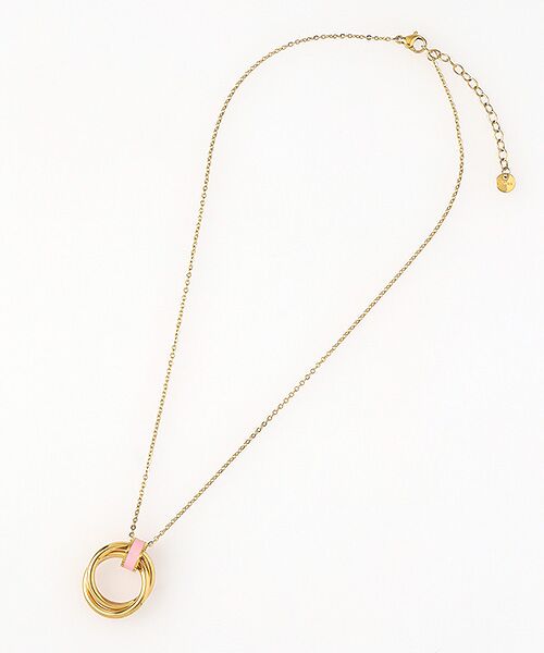 CHRISTIAN BERNARD PARIS/クリスチャン ベルナール パリ ステンレス ピンク2連ペンダント ピンク色/ステンレス部分 ゴールド色 F CHRISTIAN BERNARD PARIS/クリスチャン ベルナール パリ ステンレス ピンク2連ペンダント ピンク色/ステンレス部分 ゴールド色 F