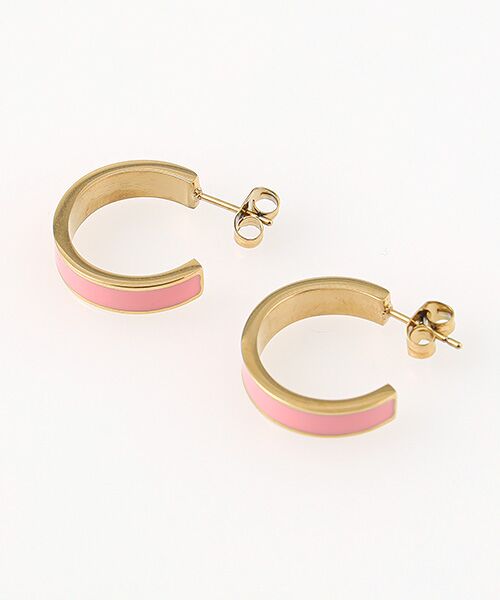 CHRISTIAN BERNARD PARIS / クリスチャン ベルナール パリ ピアス・イヤリング | ステンレス　ピンクフープピアス | 詳細2