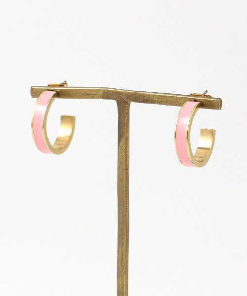 CHRISTIAN BERNARD PARIS/クリスチャン ベルナール パリ ステンレス ピンクフープピアス ピンク色/ステンレス部分 イエローゴールド色 F CHRISTIAN BERNARD PARIS/クリスチャン ベルナール パリ ステンレス ピンクフープピアス ピンク色/ステンレス部分 イエローゴールド色 F