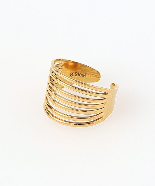 CHRISTIAN BERNARD PARIS/クリスチャン ベルナール パリ ステンレス スクエアトップモチーフリング ゴールド色 F CHRISTIAN BERNARD PARIS/クリスチャン ベルナール パリ ステンレス スクエアトップモチーフリング ゴールド色 F