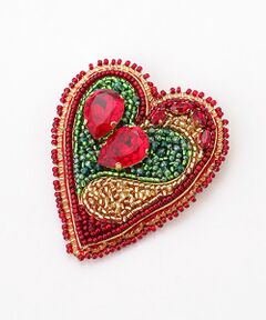 CHRISTIAN BERNARD PARIS / クリスチャン ベルナール パリ ブローチ・コサージュ | 刺繍ブローチ(レッドクリスマスハート)