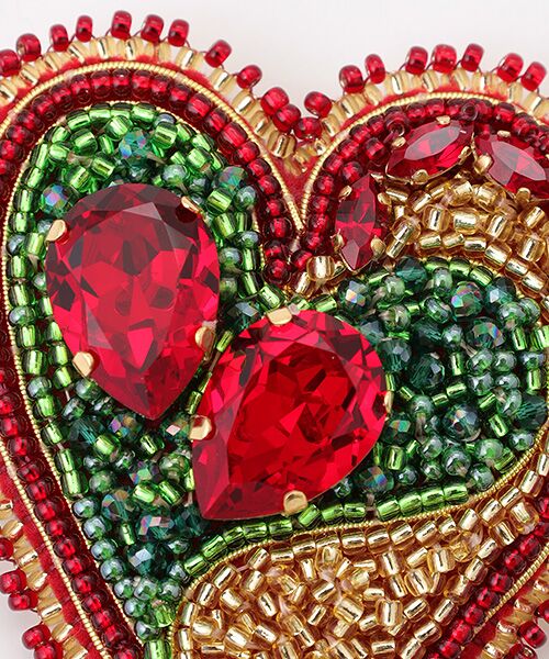 CHRISTIAN BERNARD PARIS / クリスチャン ベルナール パリ ブローチ・コサージュ | 刺繍ブローチ(レッドクリスマスハート) | 詳細2