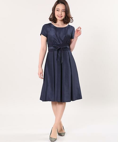 レースサッシュベルト付きシャンタンドレスワンピース ミニ丈 ひざ丈ワンピース Clear Impression クリアインプレッション ファッション通販 タカシマヤファッションスクエア