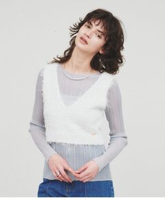 cloenc / クロエンス ベスト | 【手洗い可】ラメフェザーニットビスチェ