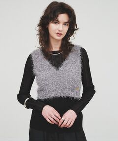 cloenc / クロエンス ベスト | 【手洗い可】ラメフェザーニットビスチェ