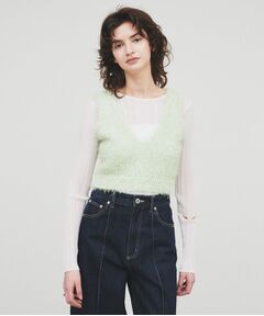 cloenc / クロエンス ベスト | 【手洗い可】ラメフェザーニットビスチェ