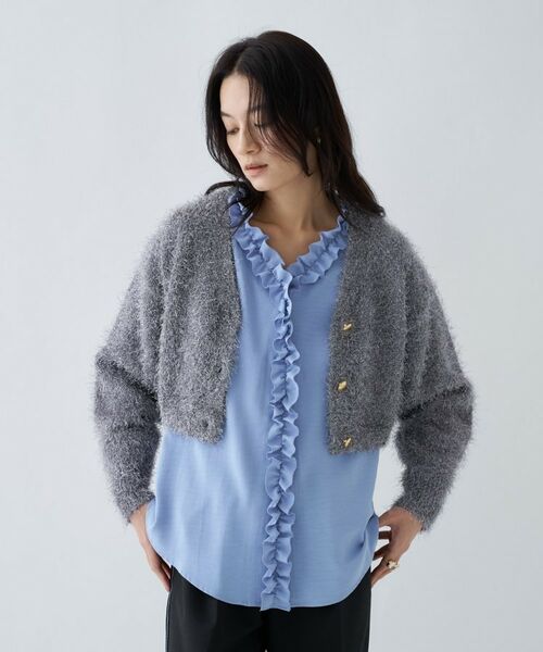 cloenc / クロエンス カーディガン・ボレロ | 【手洗い可】ラメフェザ―ヤーンショートカーディガン | 詳細20