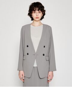 cloenc / クロエンス ノーカラージャケット | 【セットアップ／マシンウォッシュ】ノーカラージャケット