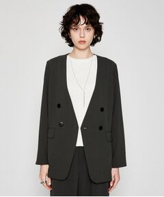 cloenc / クロエンス ノーカラージャケット | 【セットアップ／マシンウォッシュ】ノーカラージャケット