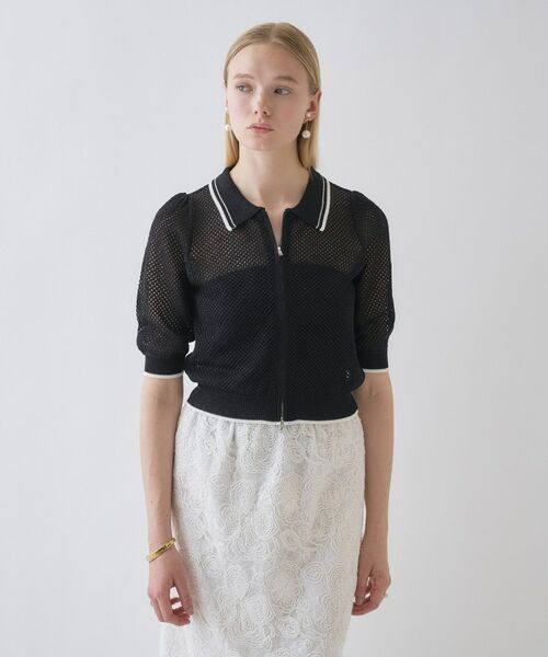 cloenc / クロエンス カーディガン・ボレロ | 【手洗い可】ポロカラーメッシュカーディガン | 詳細10