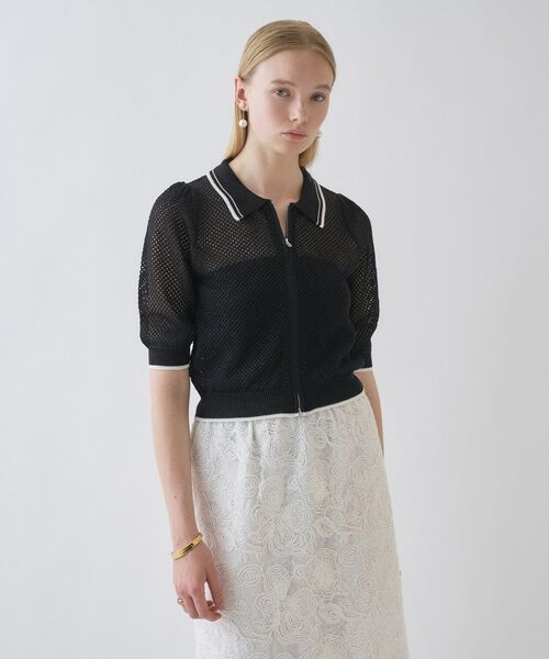 cloenc / クロエンス カーディガン・ボレロ | 【手洗い可】ポロカラーメッシュカーディガン | 詳細11