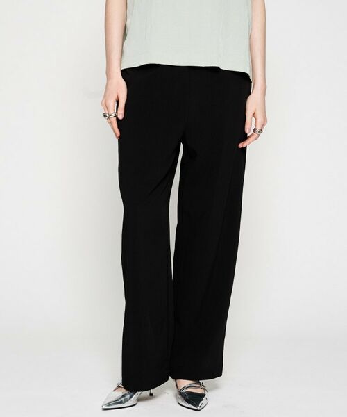 cloenc/クロエンス 【通勤/セットアップ】レーヨンミックスツイルイージーパンツ ブラック(019) 01(S) cloenc/クロエンス 【通勤/セットアップ】レーヨンミックスツイルイージーパンツ ブラック(019) 01(S)