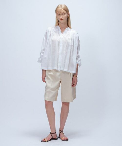 cloenc / クロエンス シャツ・ブラウス | 【手洗い可】コットンシフォンギャザーブラウス | 詳細1