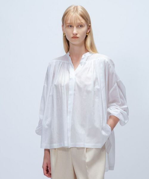 cloenc / クロエンス シャツ・ブラウス | 【手洗い可】コットンシフォンギャザーブラウス | 詳細2