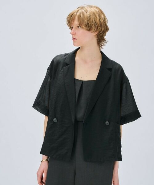 cloenc / クロエンス テーラードジャケット | 【セットアップ/手洗い可】ハーフスリーブシアージャケット(ブラック(019))