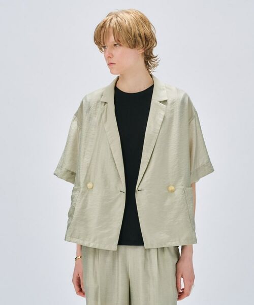 cloenc / クロエンス テーラードジャケット | 【セットアップ/手洗い可】ハーフスリーブシアージャケット(オリーブグリーン(026))