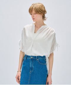 cloenc / クロエンス シャツ・ブラウス | 【手洗い可】スキッパーギャザーリボンブラウス