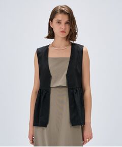 cloenc / クロエンス シャツ・ブラウス | 【セットアップ／手洗い可】ストライプペプラムZIPジレ