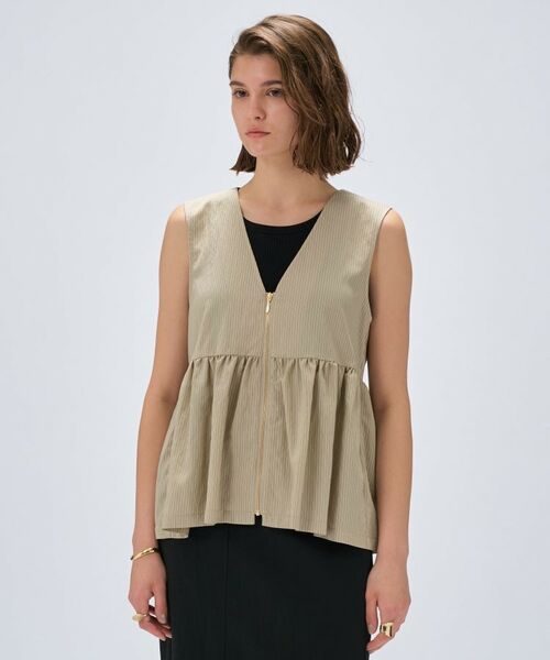 cloenc / クロエンス シャツ・ブラウス | 【セットアップ／手洗い可】ストライプペプラムZIPジレ | 詳細11