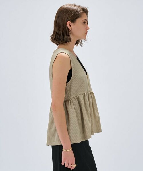 cloenc / クロエンス シャツ・ブラウス | 【セットアップ／手洗い可】ストライプペプラムZIPジレ | 詳細12