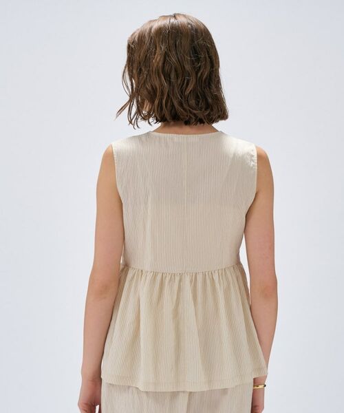 cloenc / クロエンス シャツ・ブラウス | 【セットアップ／手洗い可】ストライプペプラムZIPジレ | 詳細4