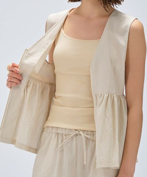 cloenc / クロエンス シャツ・ブラウス | 【セットアップ／手洗い可】ストライプペプラムZIPジレ | 詳細5