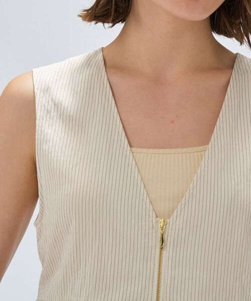 cloenc / クロエンス シャツ・ブラウス | 【セットアップ／手洗い可】ストライプペプラムZIPジレ | 詳細6