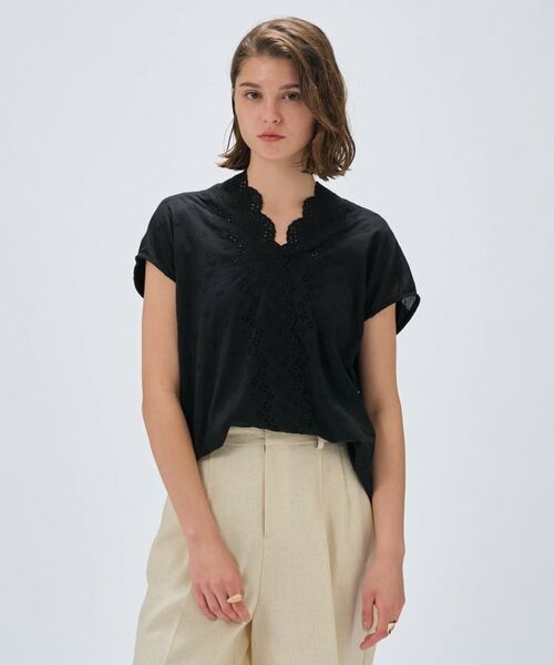 cloenc / クロエンス カットソー | 【マシンウォッシュ】レースドッキングトップス | 詳細9