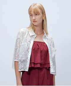 cloenc / クロエンス シャツ・ブラウス | 【手洗い可】ハーフスリーブレースポロトップス