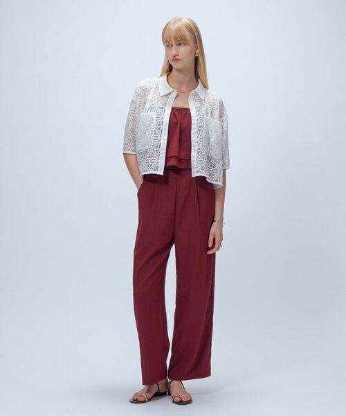 cloenc / クロエンス シャツ・ブラウス | 【手洗い可】ハーフスリーブレースポロトップス | 詳細1