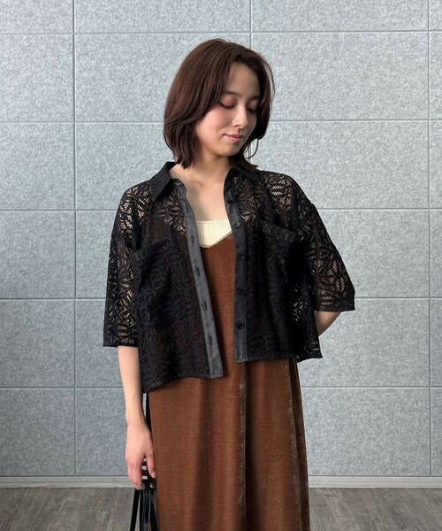 cloenc / クロエンス シャツ・ブラウス | 【手洗い可】ハーフスリーブレースポロトップス | 詳細18