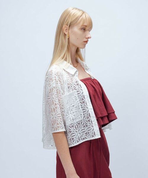 cloenc / クロエンス シャツ・ブラウス | 【手洗い可】ハーフスリーブレースポロトップス | 詳細3