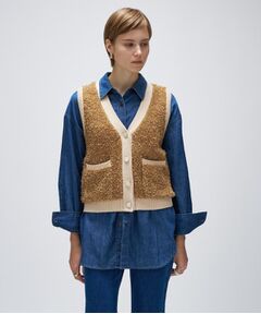 cloenc / クロエンス ベスト | リボンヤーンカーディガンニットベスト