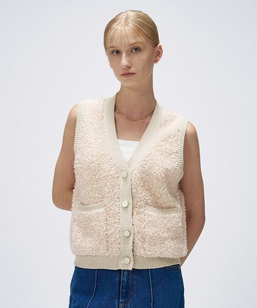 cloenc / クロエンス ベスト | リボンヤーンカーディガンニットベスト | 詳細2