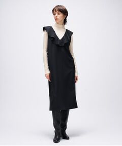 cloenc / クロエンス ロング・マキシ丈ワンピース | 【手洗い可】フリルVネックジャンパースカート