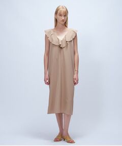 cloenc / クロエンス ロング・マキシ丈ワンピース | 【手洗い可】フリルVネックジャンパースカート