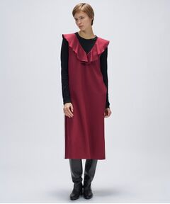 cloenc / クロエンス ロング・マキシ丈ワンピース | 【手洗い可】フリルVネックジャンパースカート