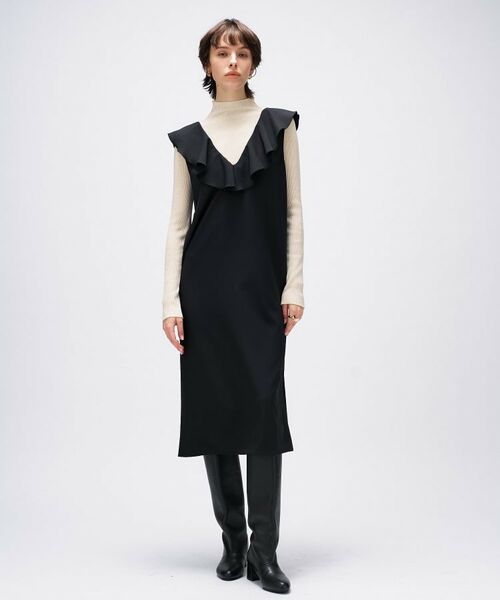 cloenc / クロエンス ロング・マキシ丈ワンピース | 【手洗い可】フリルVネックジャンパースカート | 詳細18