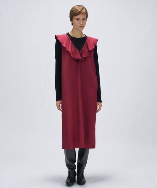 cloenc / クロエンス ロング・マキシ丈ワンピース | 【手洗い可】フリルVネックジャンパースカート | 詳細7